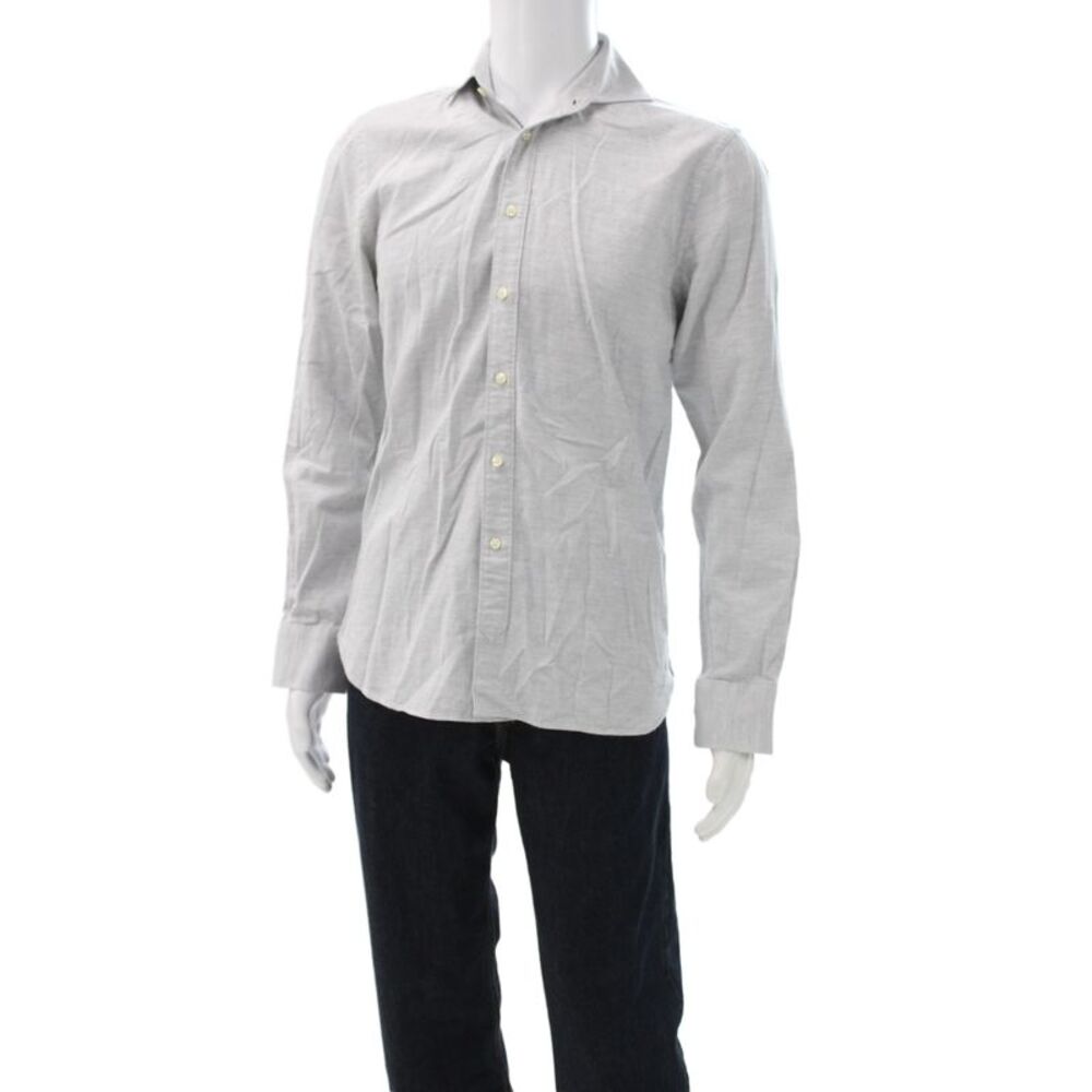 Suit Supply Men's Casual Long Sleeves Button Down Shirt Gray Size 39